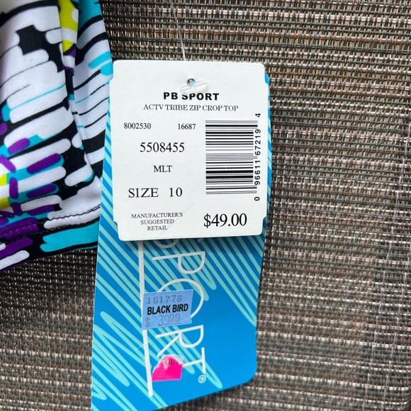 PB Sport women’s tankini zipper front 10 top. Built in bra. New with tags - Picture 4 of 5